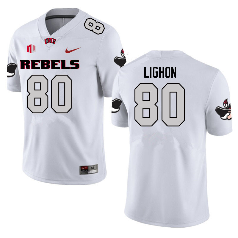 Men #80 Brye Lighon UNLV Rebels College Football Jerseys Sale-White - Click Image to Close